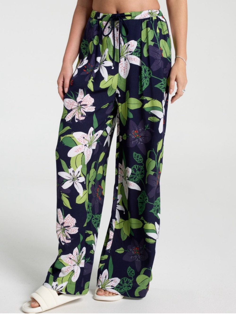 CALIA Women's Pleated Wide Leg Pants 
Swim Cover Up Opulent Blue Lily NWT XS